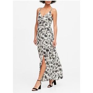 Banana Republic Black and White Floral Slip Maxi Dress